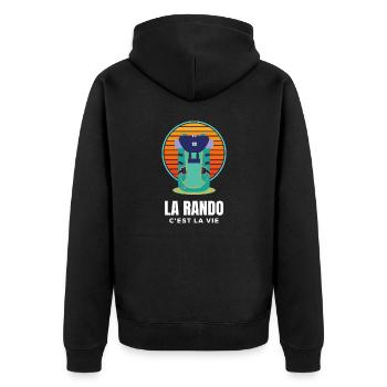 Wandern ist Leben. Humor, Leidenschaft, Wandern - Unisex Premium Bio Zip Hoodie - Schwarz - Hinten - Nico (187cm)
