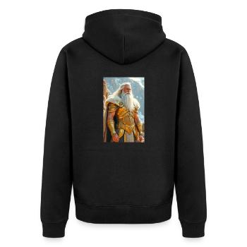 Heimdall is the vigilant guardian of the Bifröst - Unisex Premium Organic Zip Hoodie - black - Back - Nico (187cm)