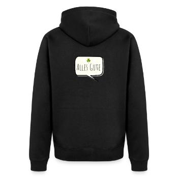 Alles Gute - Unisex Premium Bio Zip Hoodie - Schwarz - Hinten - Nico (187cm)
