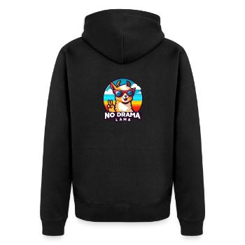 Kein Drama Lama - Unisex Premium Bio Zip Hoodie - Schwarz - Hinten - Nico (187cm)