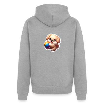 Puppy playing - Unisex Premium Bio Zip Hoodie - Grau meliert - Hinten - Nico (187cm)