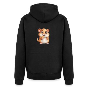 Un hamster mignon mange un biscuit pour les enfants et les bébés - Veste à capuche bio Premium Unisexe - noir - Dos - Nico (187cm)
