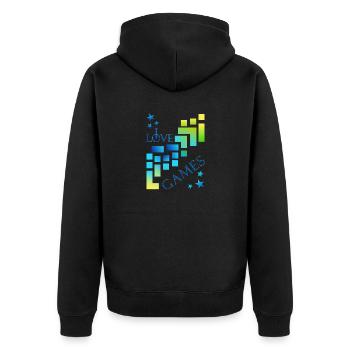 I love games - Unisex Premium Bio Zip Hoodie - Schwarz - Hinten - Nico (187cm)