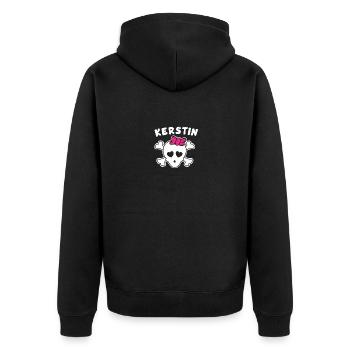 Piratin Kerstin Design für Mädchen und Frauen - Unisex Premium Bio Zip Hoodie - Schwarz - Hinten - Nico (187cm)