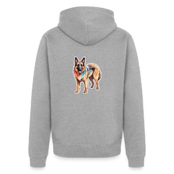 Belgian Shepherd Watercolor - Unisex Premium Organic Zip Hoodie - heather grey - Back - Nico (187cm)