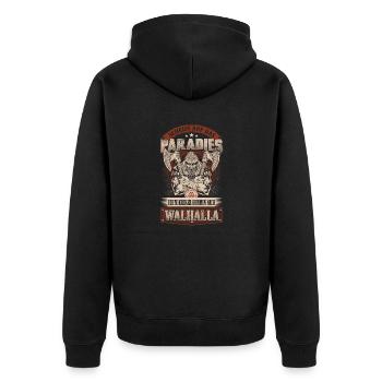 Auf nach Walhalla - Unisex Premium Bio Zip Hoodie - Schwarz - Hinten - Nico (187cm)