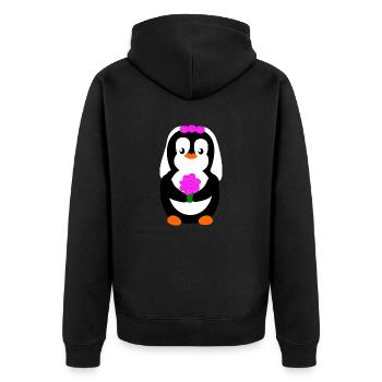 pengiun bride Pinguinbraut - Unisex Premium Bio Zip Hoodie - Schwarz - Hinten - Nico (187cm)