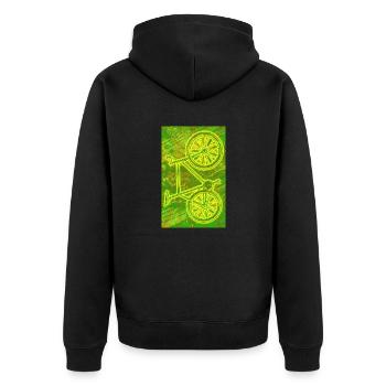 Fixie / Fahrrad NEON - Unisex Premium Bio Zip Hoodie - Schwarz - Hinten - Nico (187cm)