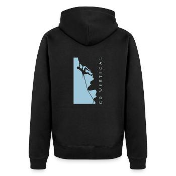 freeclimber_012015_a_2c - Unisex Premium Bio Zip Hoodie - Schwarz - Hinten - Nico (187cm)