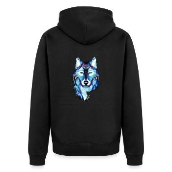 Wolf - Unisex Premium Bio Zip Hoodie - Schwarz - Hinten - Nico (187cm)
