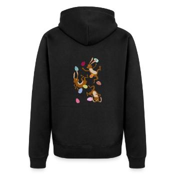 fallende Osterhasen - Unisex Premium Bio Zip Hoodie - Schwarz - Hinten - Nico (187cm)