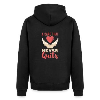 un soin qui n’abandonne jamais - Veste à capuche bio Premium Unisexe - noir - Dos - Nico (187cm)