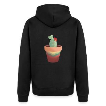 Kaktus Topf - Unisex Premium Bio Zip Hoodie - Schwarz - Hinten - Nico (187cm)
