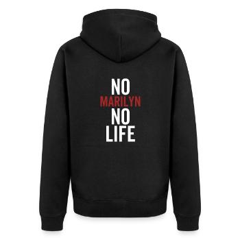 No Marilyn No Life - Unisex Premium Bio Zip Hoodie - Schwarz - Hinten - Nico (187cm)