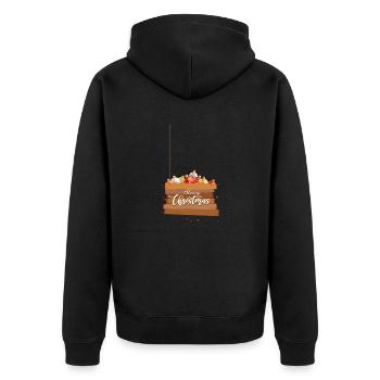 merry Christmas 10 - Unisex Premium Bio Zip Hoodie - Schwarz - Hinten - Nico (187cm)