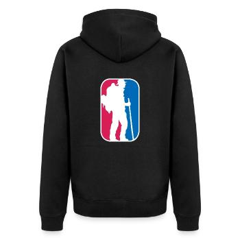 Wandern Outdoor Berge Logo Bergsteigen Geschenk - Unisex Premium Bio Zip Hoodie - Schwarz - Hinten - Nico (187cm)