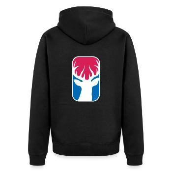 Jäger Lustig Rehbock Hirsch Trophäe Jagd Geschenk - Unisex Premium Bio Zip Hoodie - Schwarz - Hinten - Nico (187cm)