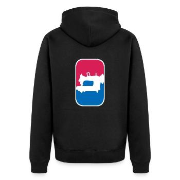 Nähmaschine Schneiderei Jeans lustige Geschenk - Unisex Premium Bio Zip Hoodie - Schwarz - Hinten - Nico (187cm)