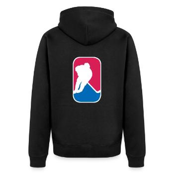 Eishockey Hockey Sport Logo lustig Geschenk - Unisex Premium Bio Zip Hoodie - Schwarz - Hinten - Nico (187cm)