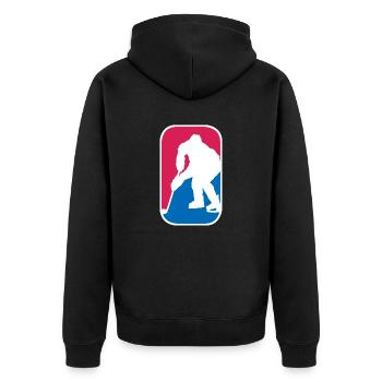 Ice Hockey Eishockey Spieler Logo lustige Geschenk - Unisex Premium Bio Zip Hoodie - Schwarz - Hinten - Nico (187cm)