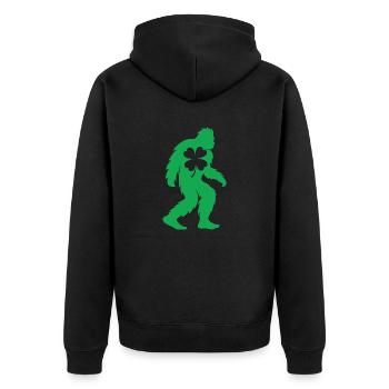 Bigfoot Shamrock Gold Funny St Patrick's - Unisex Premium Organic Zip Hoodie - black - Back - Nico (187cm)