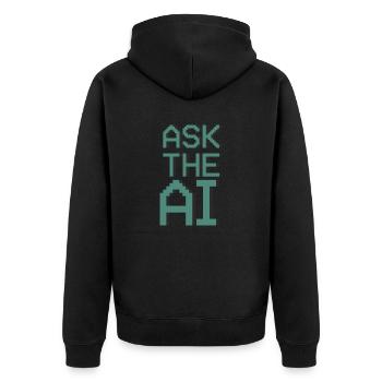 Ask The AI - Unisex Premium Organic Zip Hoodie - black - Back - Nico (187cm)