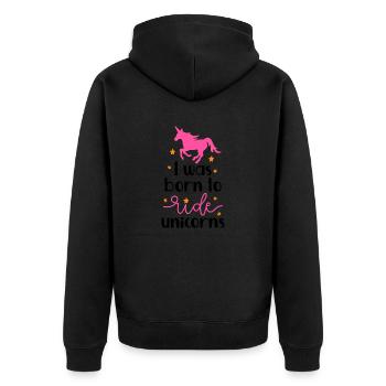 Ich wurde geboren, um Einhorn zu reiten - Unisex Premium Bio Zip Hoodie - Schwarz - Hinten - Nico (187cm)