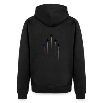 Farbige Freileitungen - Unisex Premium Bio Zip Hoodie - Schwarz - Hinten - Nico (187cm)