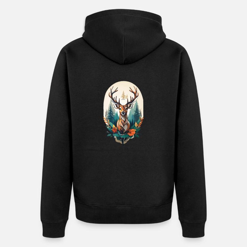 Cerf - Veste à capuche bio Premium Unisexe - noir