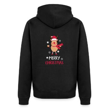 Frohe Weihnachten Elch - Unisex Premium Bio Zip Hoodie - Schwarz - Hinten - Nico (187cm)