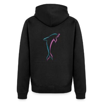 delfin - Unisex Premium Bio Zip Hoodie - Schwarz - Hinten - Nico (187cm)