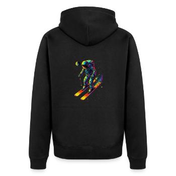 Raumfahrer auf Skiern - Unisex Premium Bio Zip Hoodie - Schwarz - Hinten - Nico (187cm)