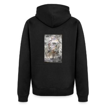 IMG 0806 - Unisex Premium Bio Zip Hoodie - Schwarz - Hinten - Nico (187cm)