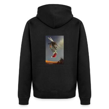 Lebenssaft - Unisex Premium Bio Zip Hoodie - Schwarz - Hinten - Nico (187cm)