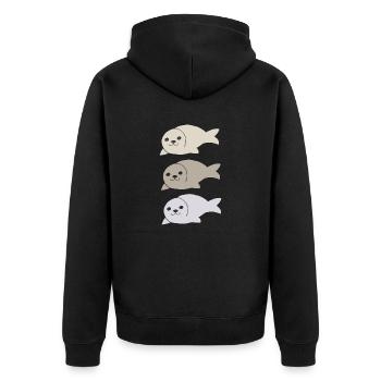 robbe dreifach - Unisex Premium Bio Zip Hoodie - Schwarz - Hinten - Nico (187cm)