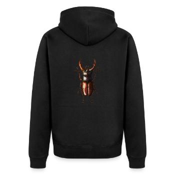 Stag - Unisex Premium Organic Zip Hoodie - black - Back - Nico (187cm)