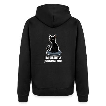 I’m Just Judging You – Sarcastic Black Cat Design - Unisex Premium Organic Zip Hoodie - black - Back - Nico (187cm)