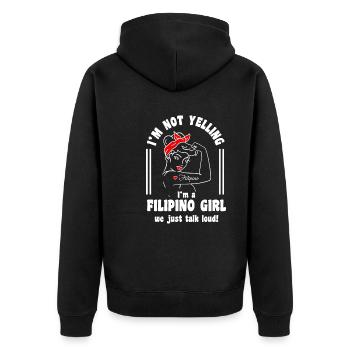 Filipino Girl Design für stolze Pinays - Unisex Premium Bio Zip Hoodie - Schwarz - Hinten - Nico (187cm)