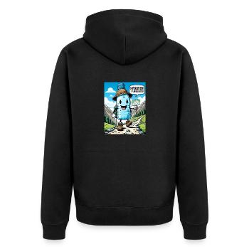 Hydration is a Uphill Battle - Unisex Premium Bio Zip Hoodie - Schwarz - Hinten - Nico (187cm)