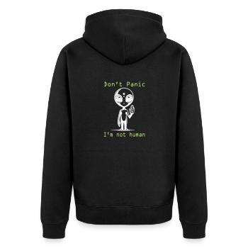Avertissement extraterrestre : Ne paniquez pas, je ne suis pas humain - Veste à capuche bio Premium Unisexe - noir - Dos - Nico (187cm)