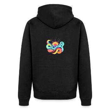 Sonne - Unisex Premium Bio Zip Hoodie - Schwarz - Hinten - Nico (187cm)