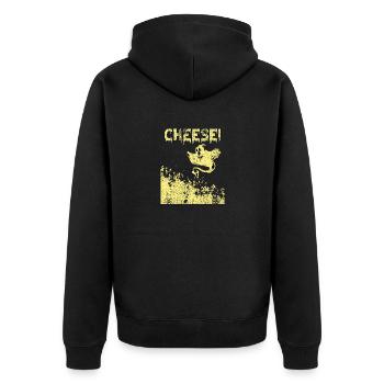 Halloween Geisterkäse - Unisex Premium Bio Zip Hoodie - Schwarz - Hinten - Nico (187cm)