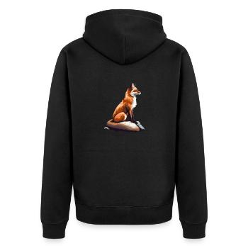Schlau - Unisex Premium Bio Zip Hoodie - Schwarz - Hinten - Nico (187cm)