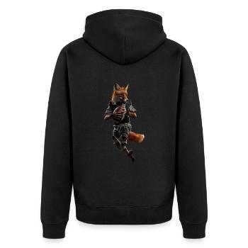 Fuchs - Unisex Premium Bio Zip Hoodie - Schwarz - Hinten - Nico (187cm)