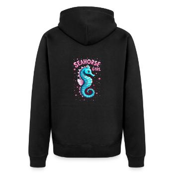 Seahorse Girl - Unisex Premium Bio Zip Hoodie - Schwarz - Hinten - Nico (187cm)