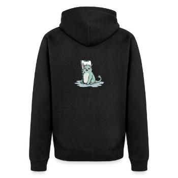 cute mythical creature fred on iPhone - Unisex Premium Bio Zip Hoodie - Schwarz - Hinten - Nico (187cm)