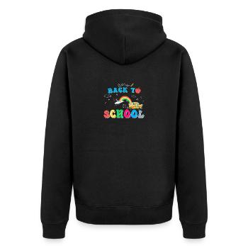 Willkommen zurück in der Schule Erster Schultag - Unisex Premium Bio Zip Hoodie - Schwarz - Hinten - Nico (187cm)