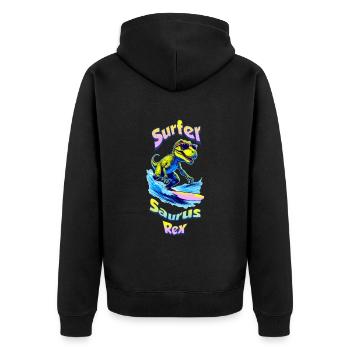 T-Rex on holiday 🏄 - Unisex Premium Organic Zip Hoodie - black - Back - Nico (187cm)