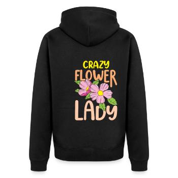 Crazy Flower Lady Funny Florist Sunflower - Unisex Premium Bio Zip Hoodie - Schwarz - Hinten - Nico (187cm)