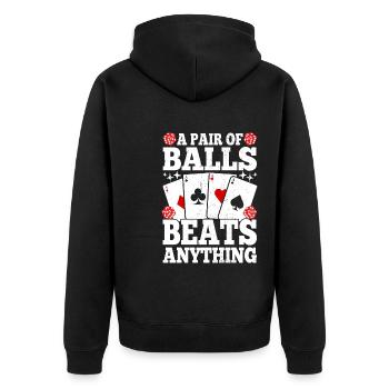 Une paire de balles bat tout ce qui est drôle joueur de poker - Veste à capuche bio Premium Unisexe - noir - Dos - Nico (187cm)